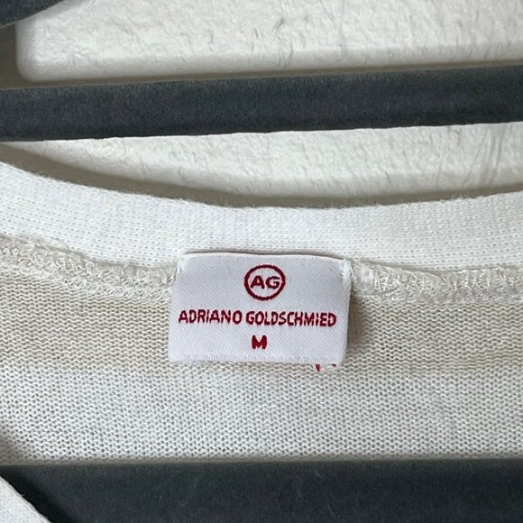 Adriano Goldschmeid‎ ¾ Sleeve Striped Knit Top Popover Brown White Med - Picture 5 of 9